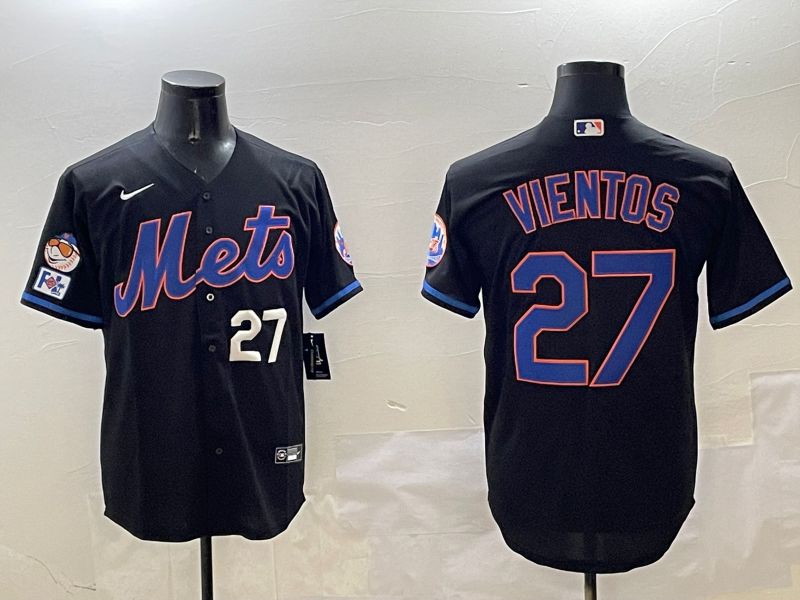 Men New York Mets 27 Vientos Black Game 2025 Nike MLB Jersey style 3
